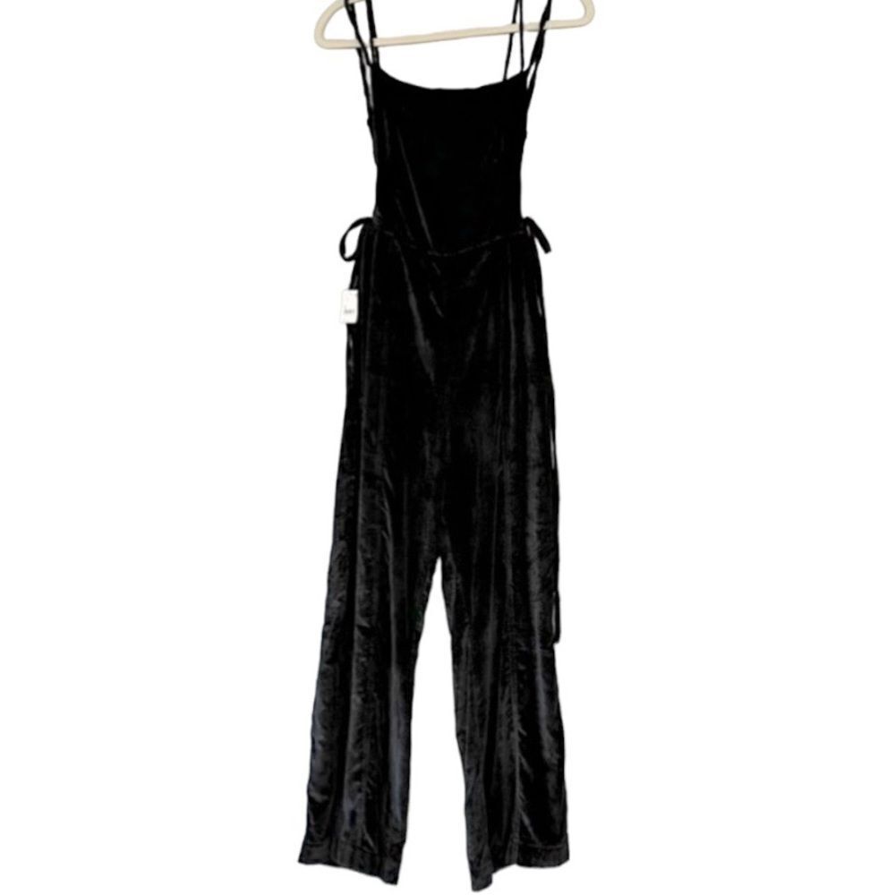 NWT Free People 90’s Forever Velvet Overalls Black S - Picture 6 of 12